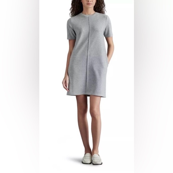 NWT Steve Madden Women's Short Sleeve Sweater Dress Heather Grey-Large - Picture 5 of 12